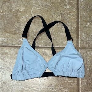 Aritzia Community blue bralette with black straps